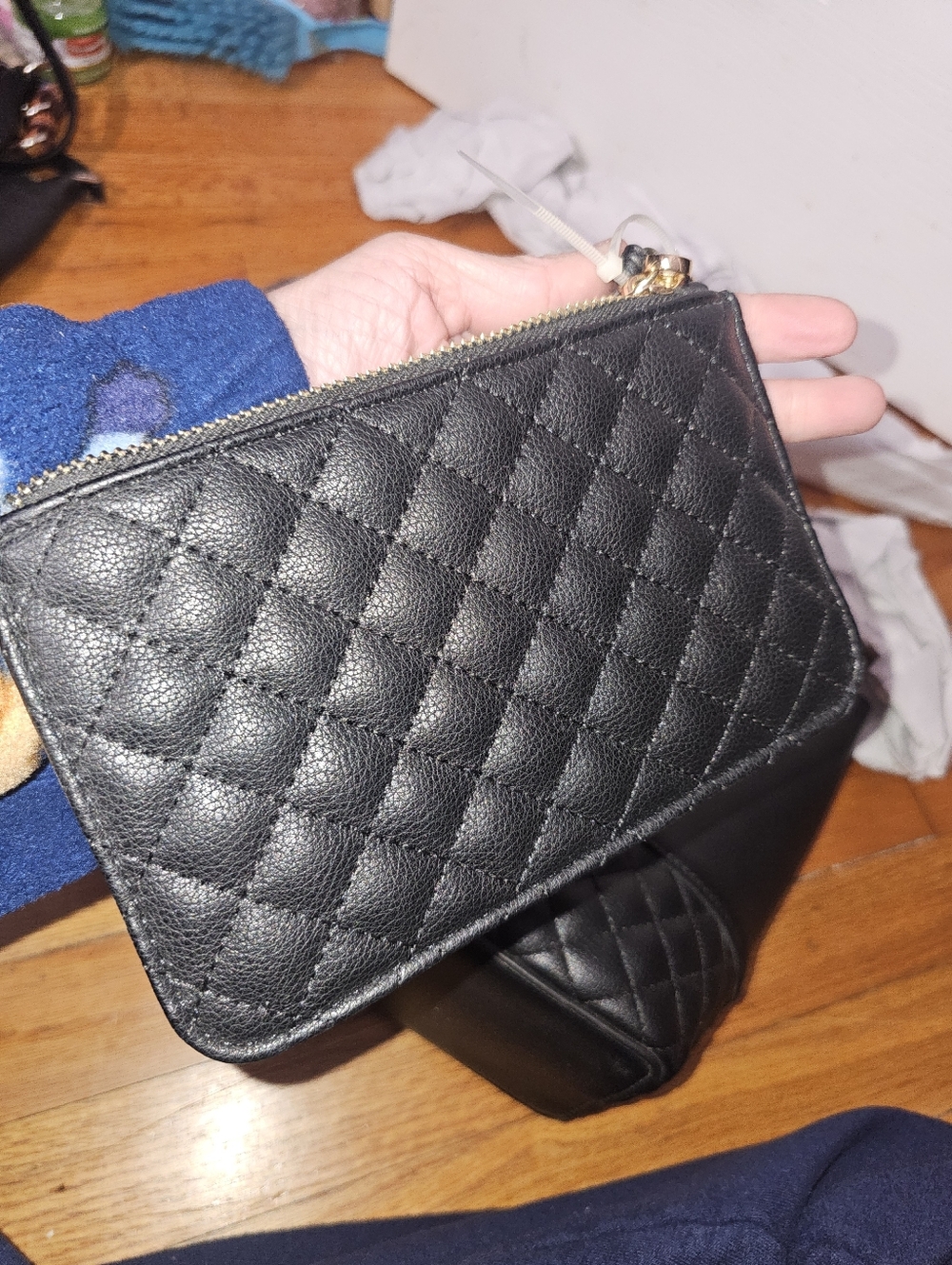 Anne Klein Black and Gold Quilted Tote - Picture 6 of 9